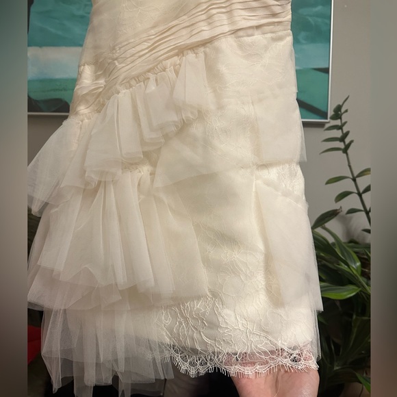 BCBGMAXAZRIA Women's Lace Tulle Cocktail Dress White Size -10